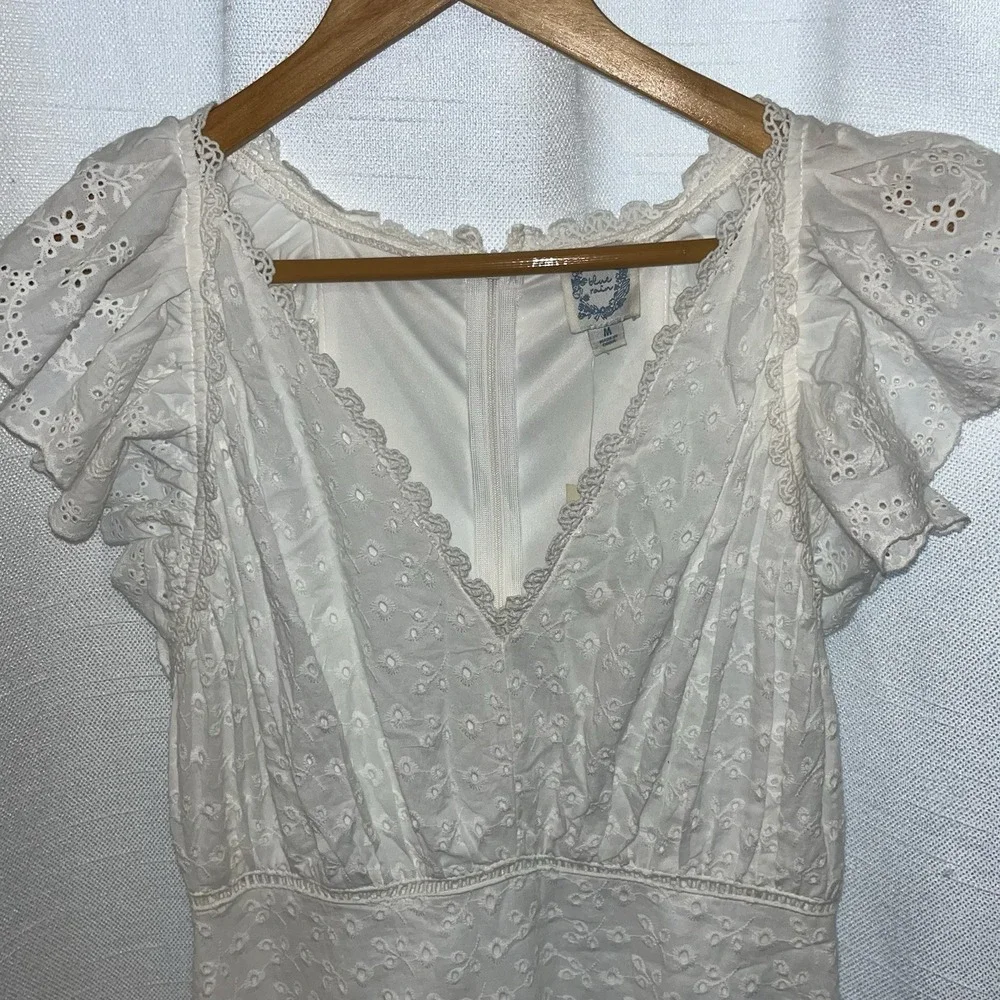 Francescas Blue Rain Eyelet Lace Dress Med Flutter Coquette Girly Romantic Frill